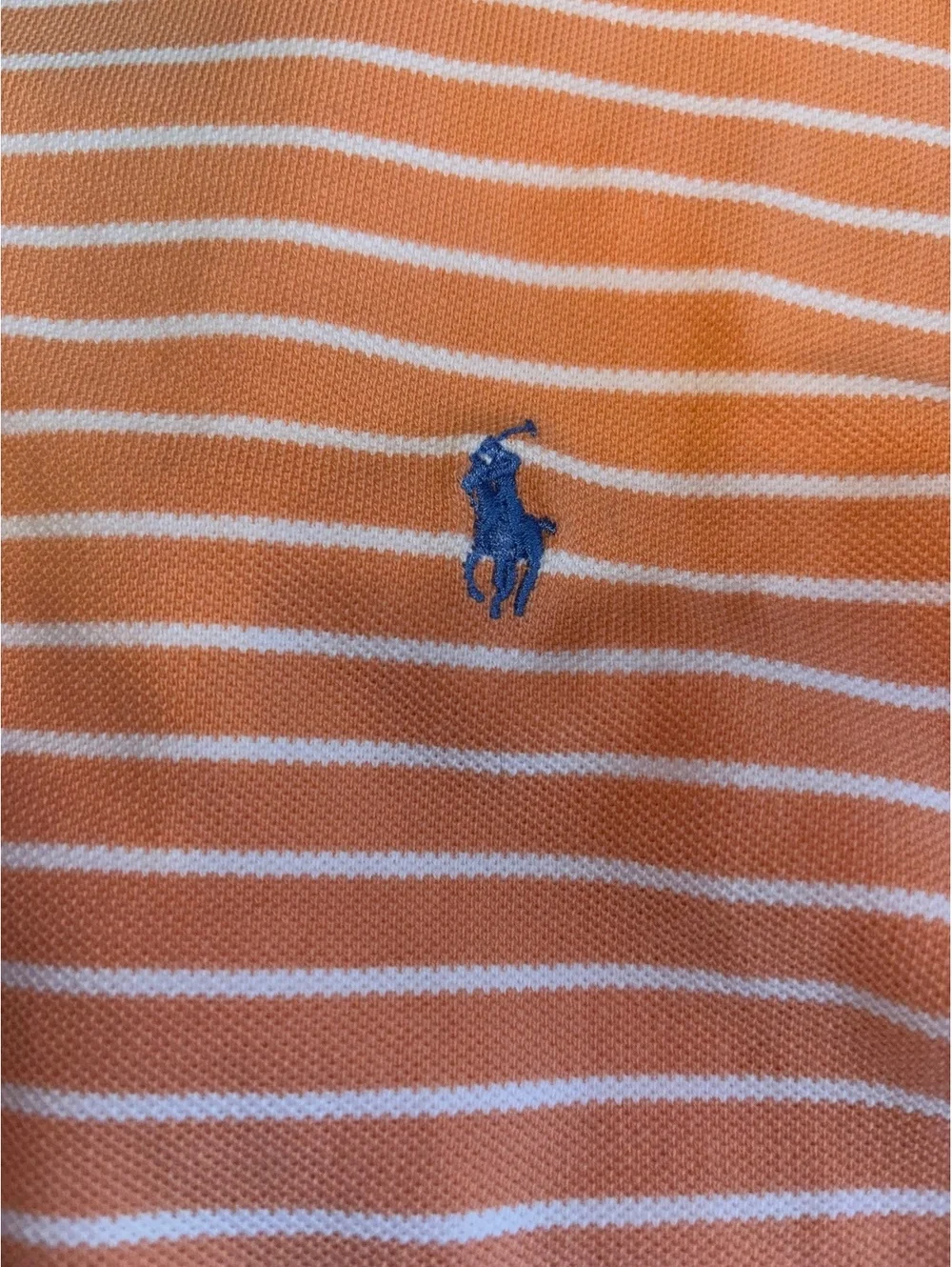Polo Ralph Lauren Men Orange White Striped Polo Shirt Short Sleeve Size L